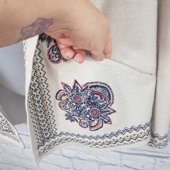 CJ BANKS Open Front Embroidered Open Front Cardigan - Picture 3 of 14